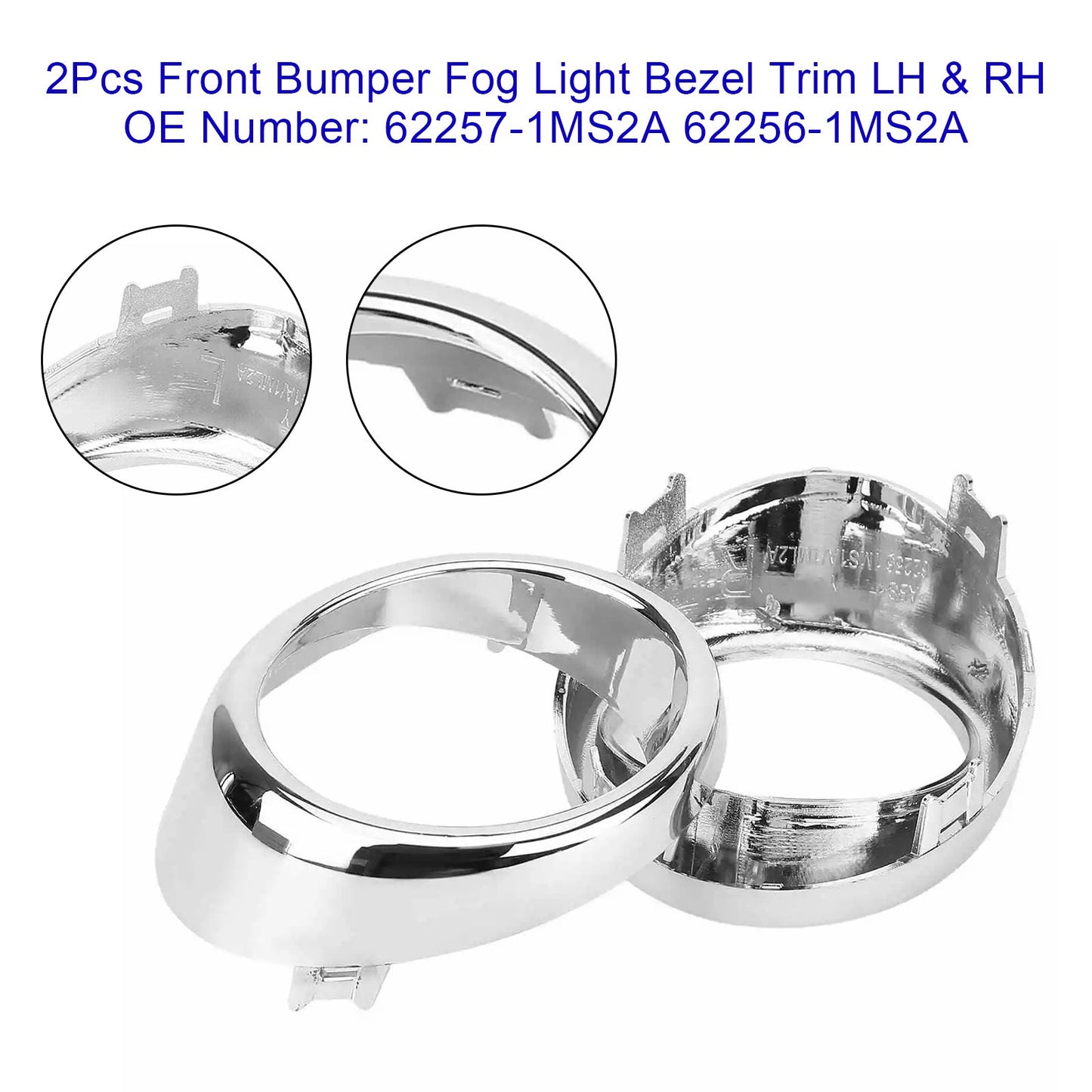 2Pcs Front Bumper Fog Light Bezel Trim LH & RH For Infiniti G25 G37 M56 M37