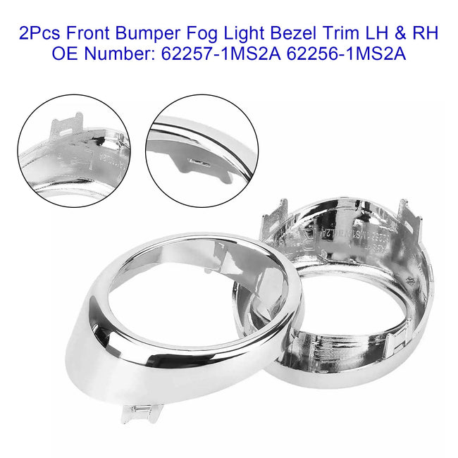 2Pcs Front Bumper Fog Light Bezel Trim LH & RH For Infiniti G25 G37 M56 M37