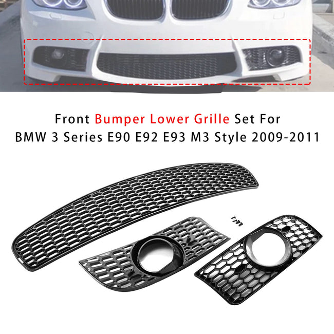 2009-2011 For BMW 3 Series E90 E92 E93 M3 Style Front Bumper Lower Grille Set
