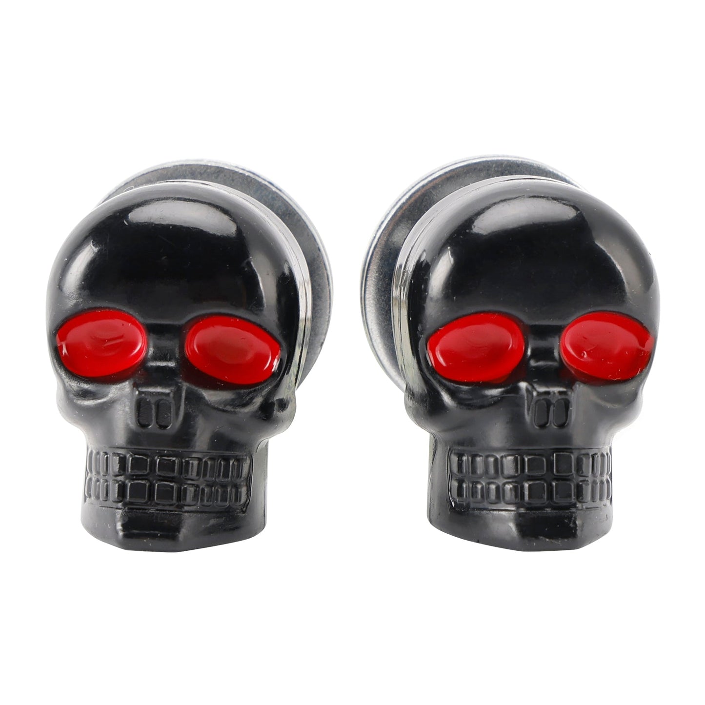 4x Motorcycle Bike Plastic Black Skull License Plate Bolt On Screw On Frame Nut