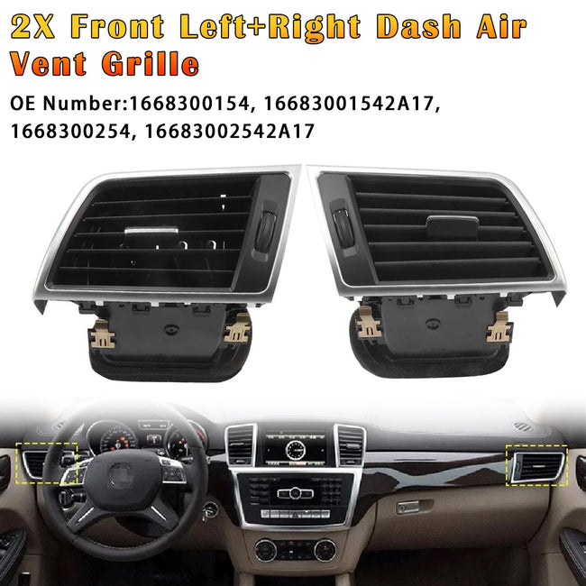 16683002542A17 For Mercedes Benz ML Class (W166) 2013 2014 2015 Front Left+Right Dash Air Vent Grille 2PCS
