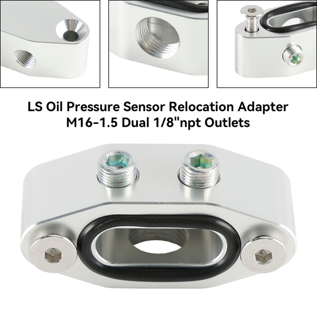 Billet LS Twin Turbo Dual 90 degree 1/8" NPT Oil Feed Line Adapter Plate