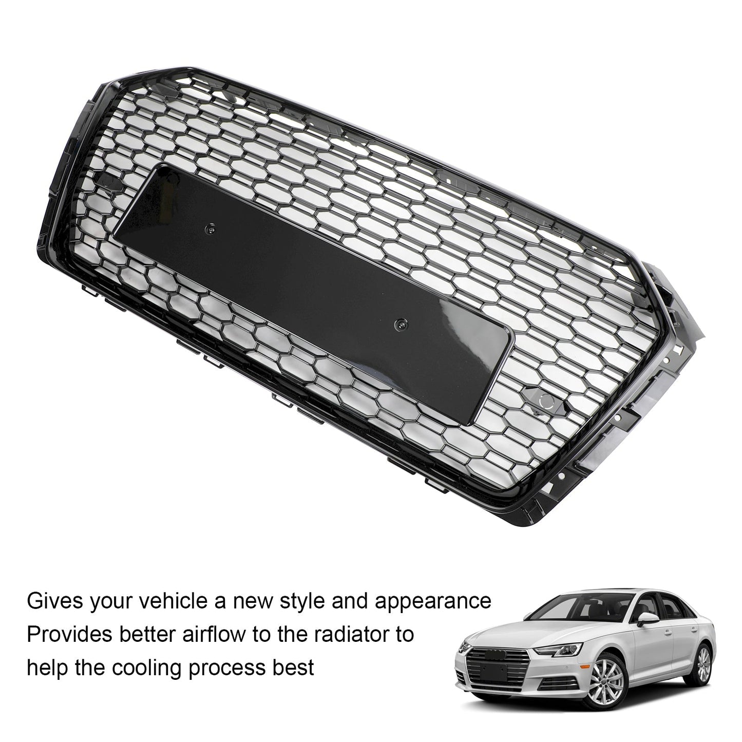 Audi S4 2017-2019 Honeycomb Mesh Hex Car Grille Grill RS4 Style Black