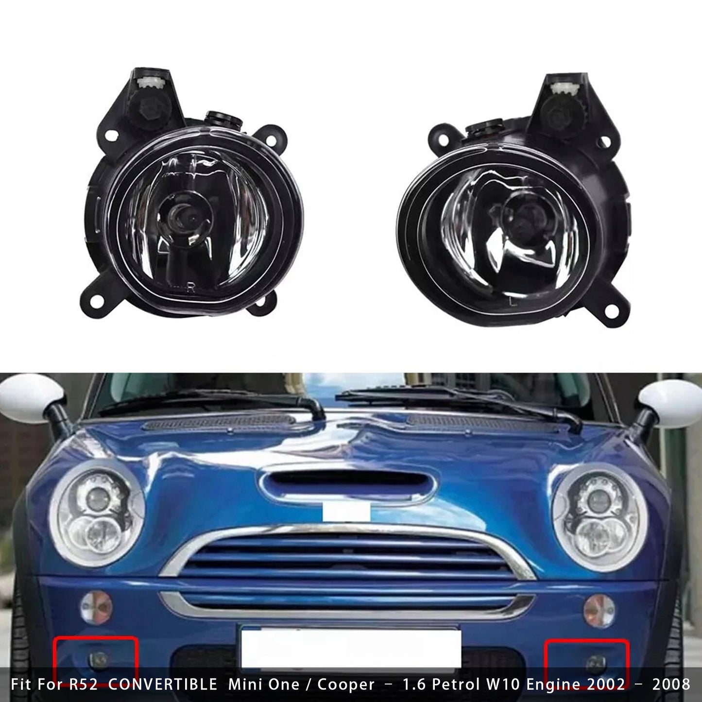 Pair Front Bumper Fog Lights For Mini Cooper One R50 R52 R53 63176925050