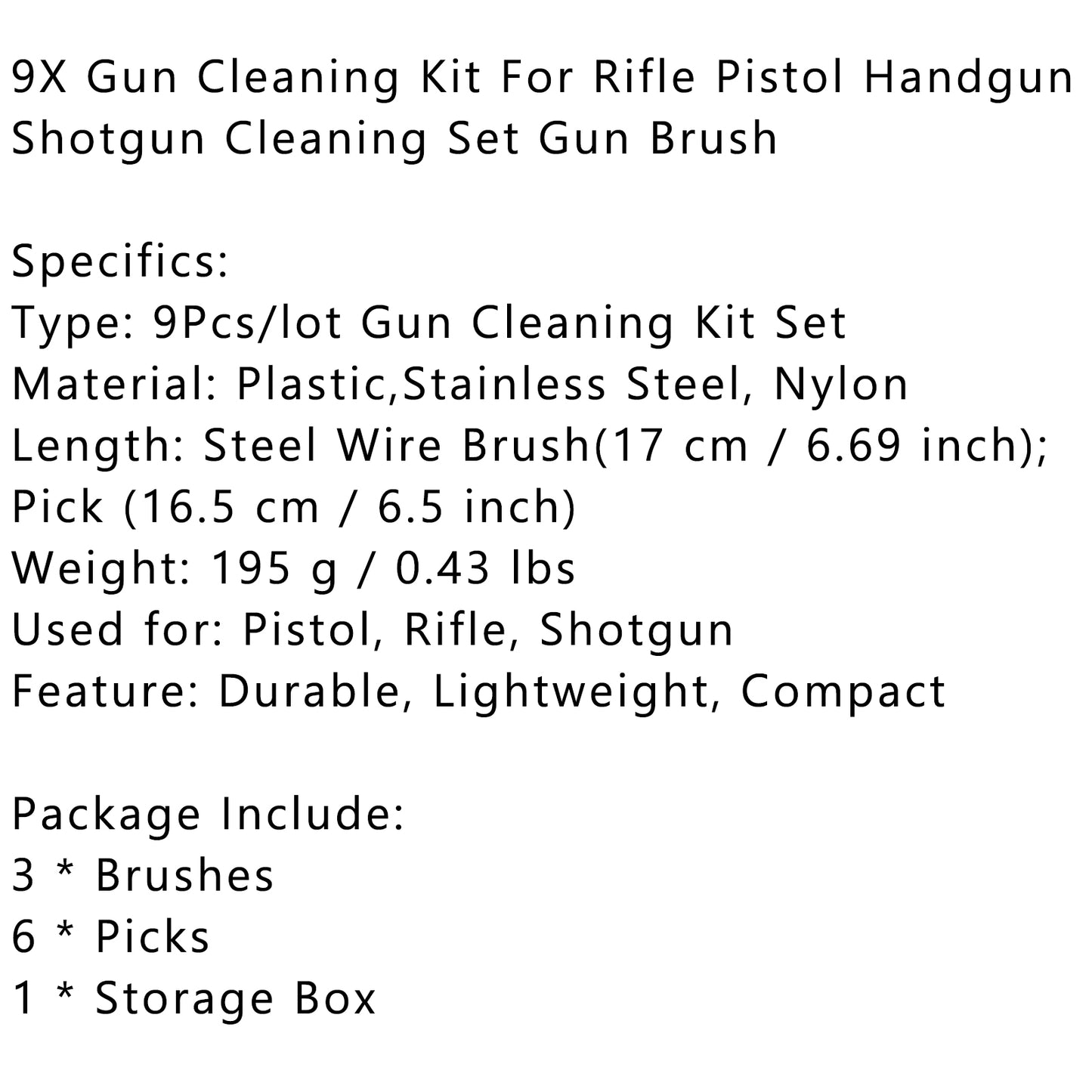 9X Cleaning Set Gun Brush Gun Cleaning Kit For Rifle Pistol Handgun Shotgun