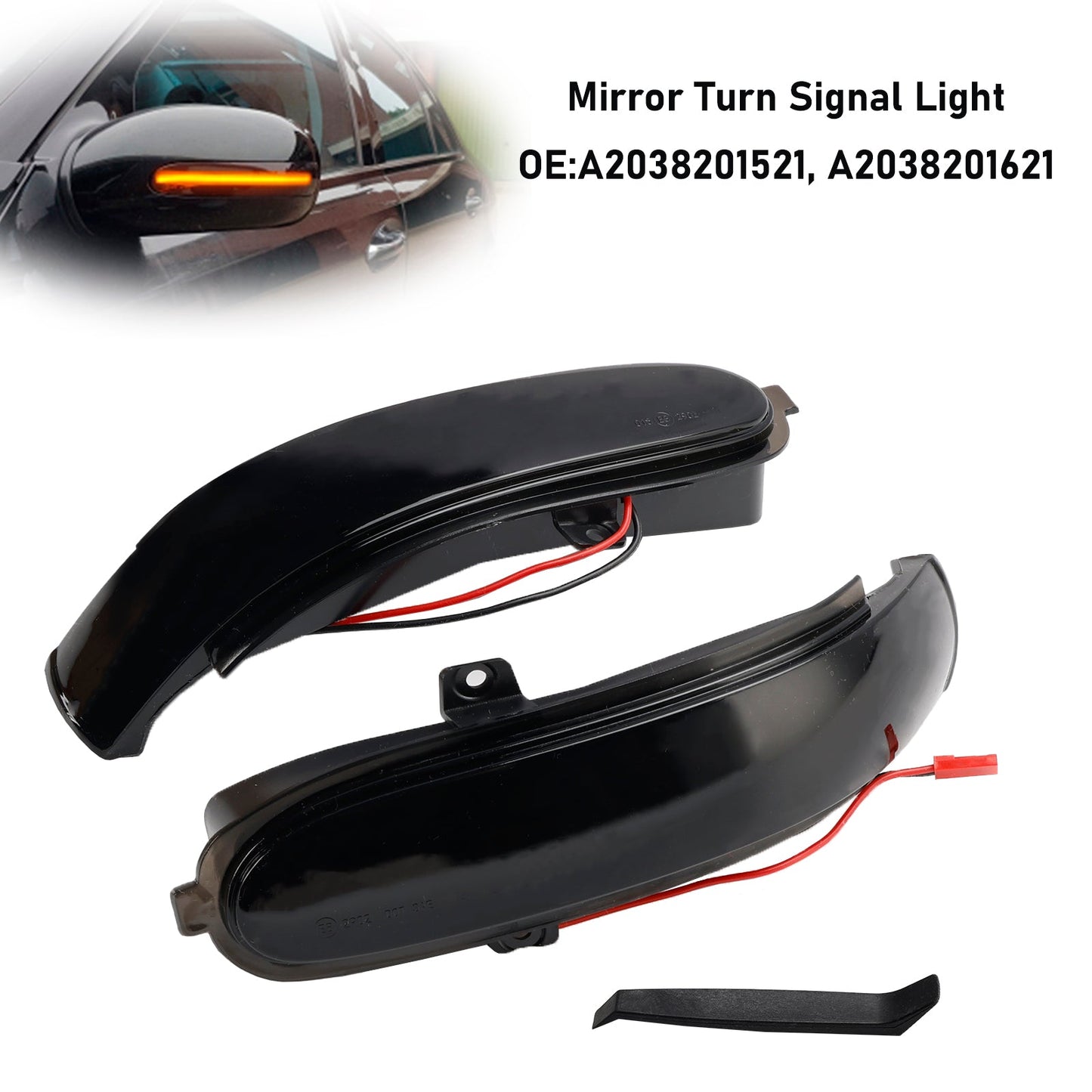 Smoked LED Sequential Side Mirror Turn Signal Light for Mercedes-Benz C W203