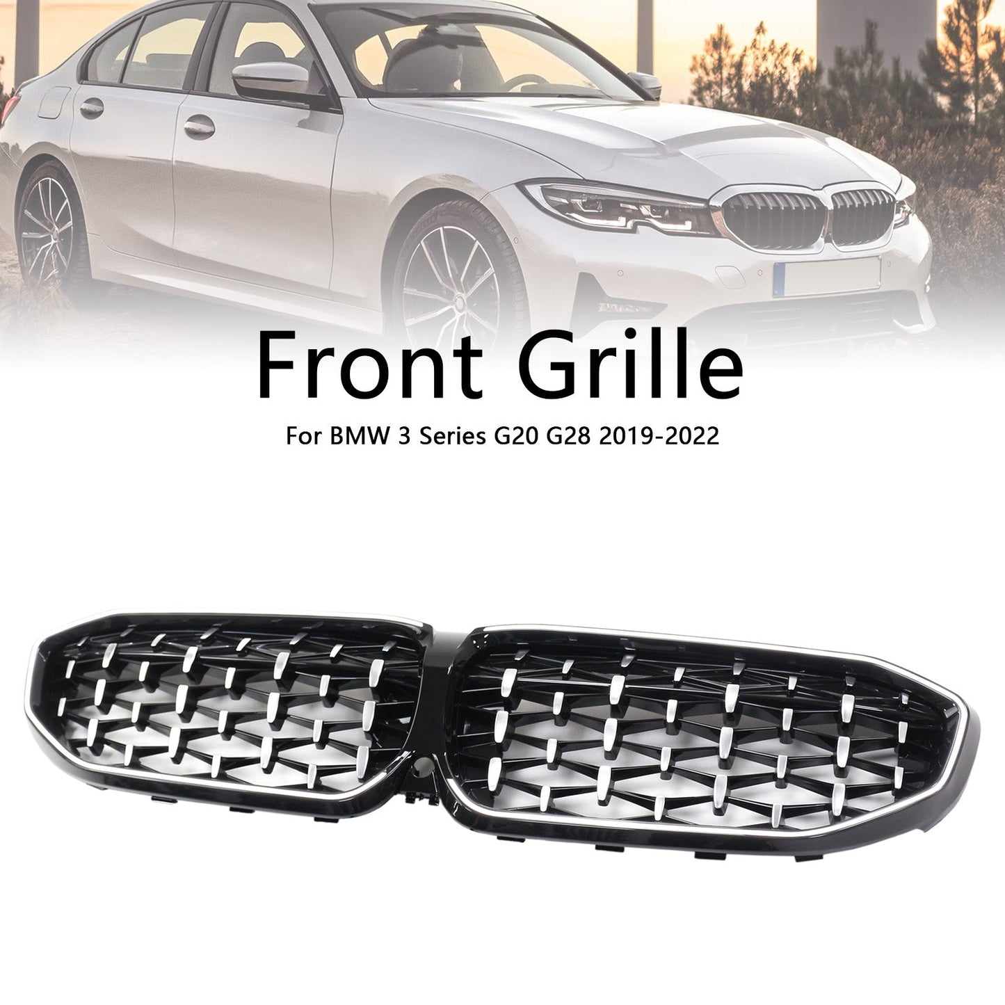 2019-2022 BMW 3 Series G20 Chorme Diamond Kidney Grille Grill 51138072085