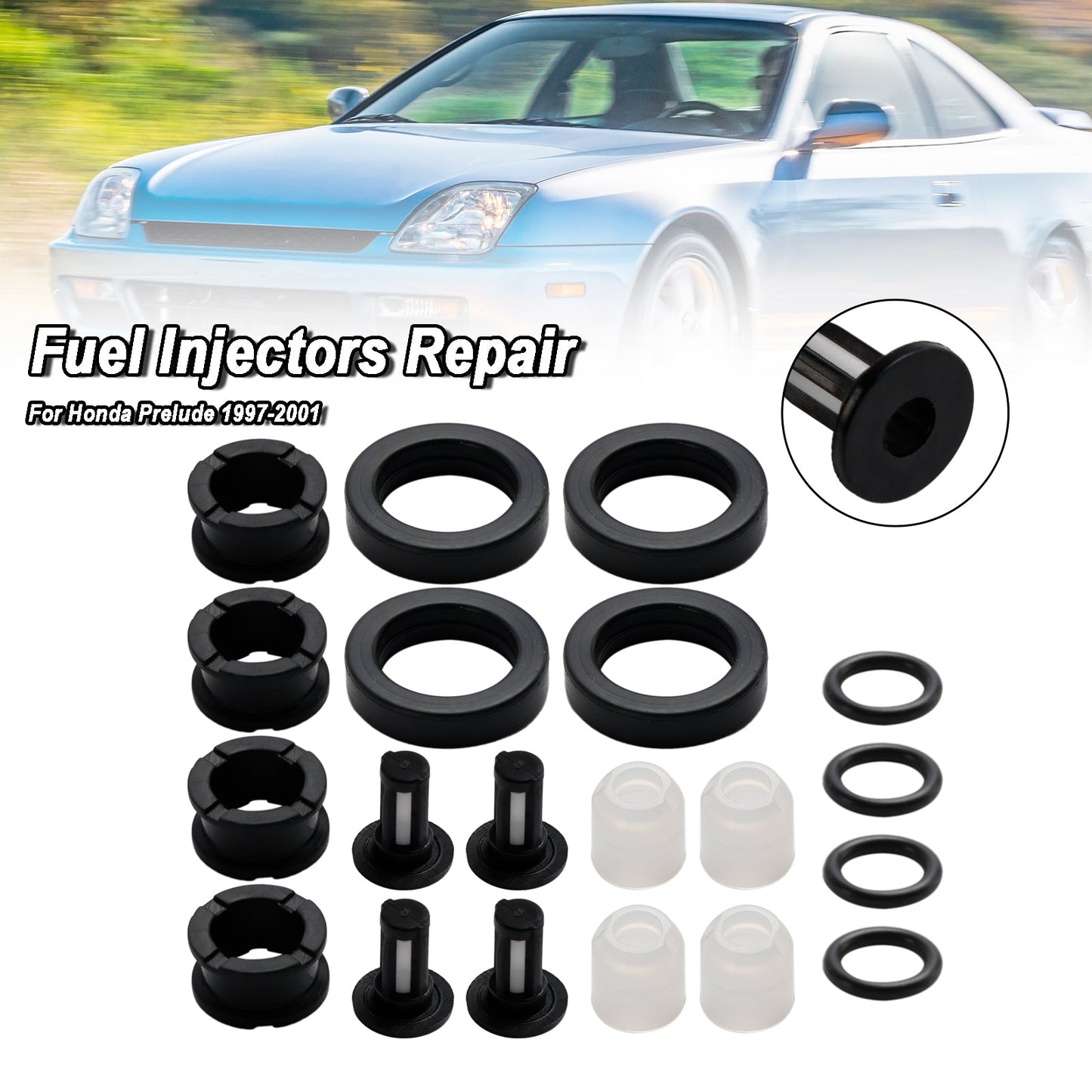 1997-2001 Honda Prelude Fuel Injector Repair Service Kit H22A4 FJ582