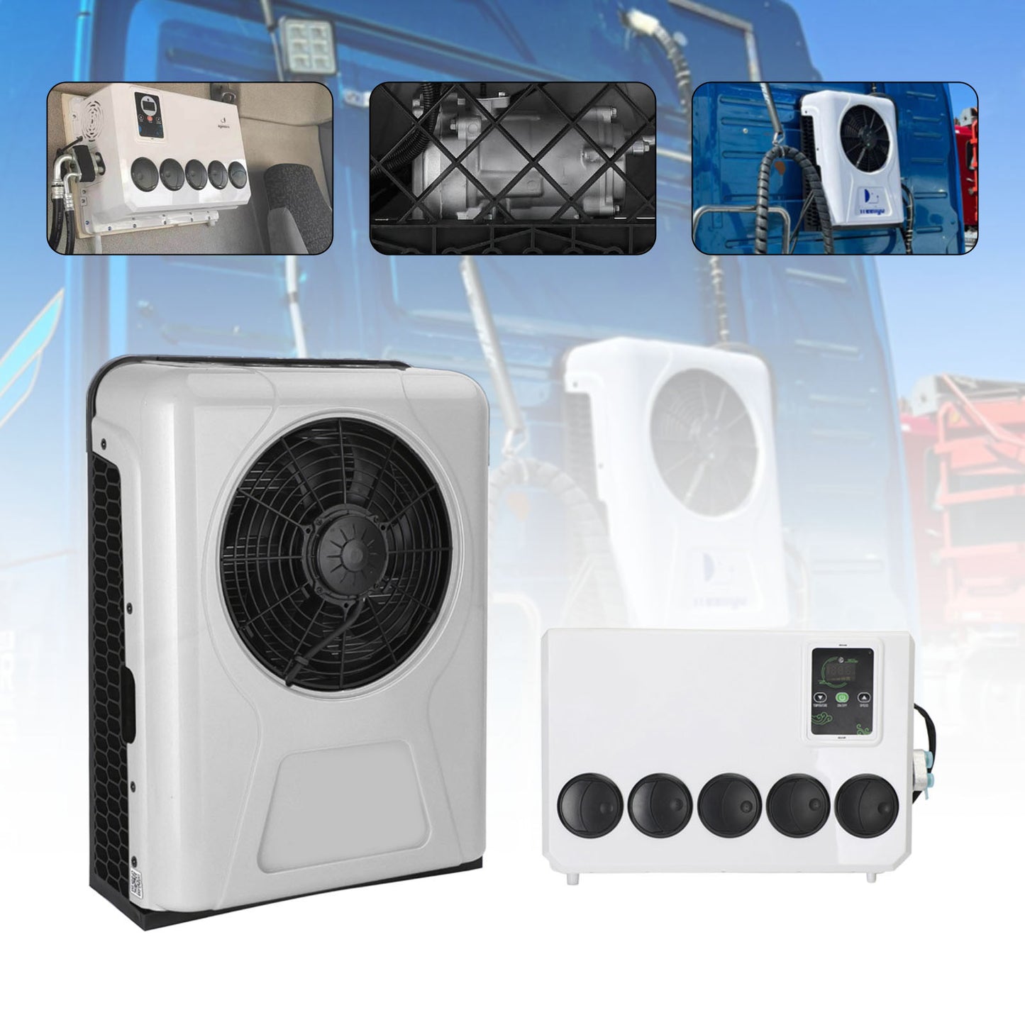 12V 12000 BTU Truck Cab RV Air Conditioner Split AC Fits Semi Trucks Bus Caravan