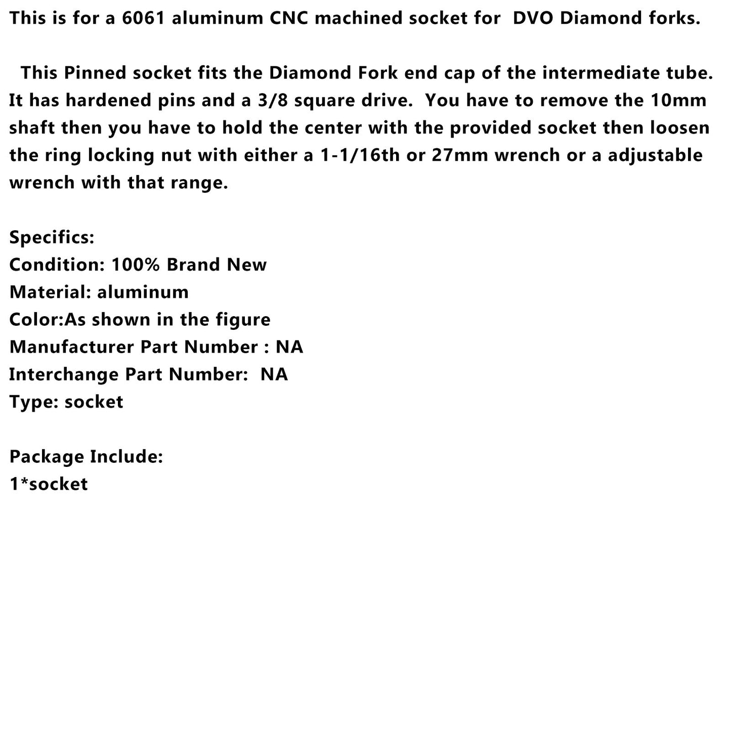 Fork Lower Cap Removal Wrench Tool Rebuild Service seals For DVO Diamond