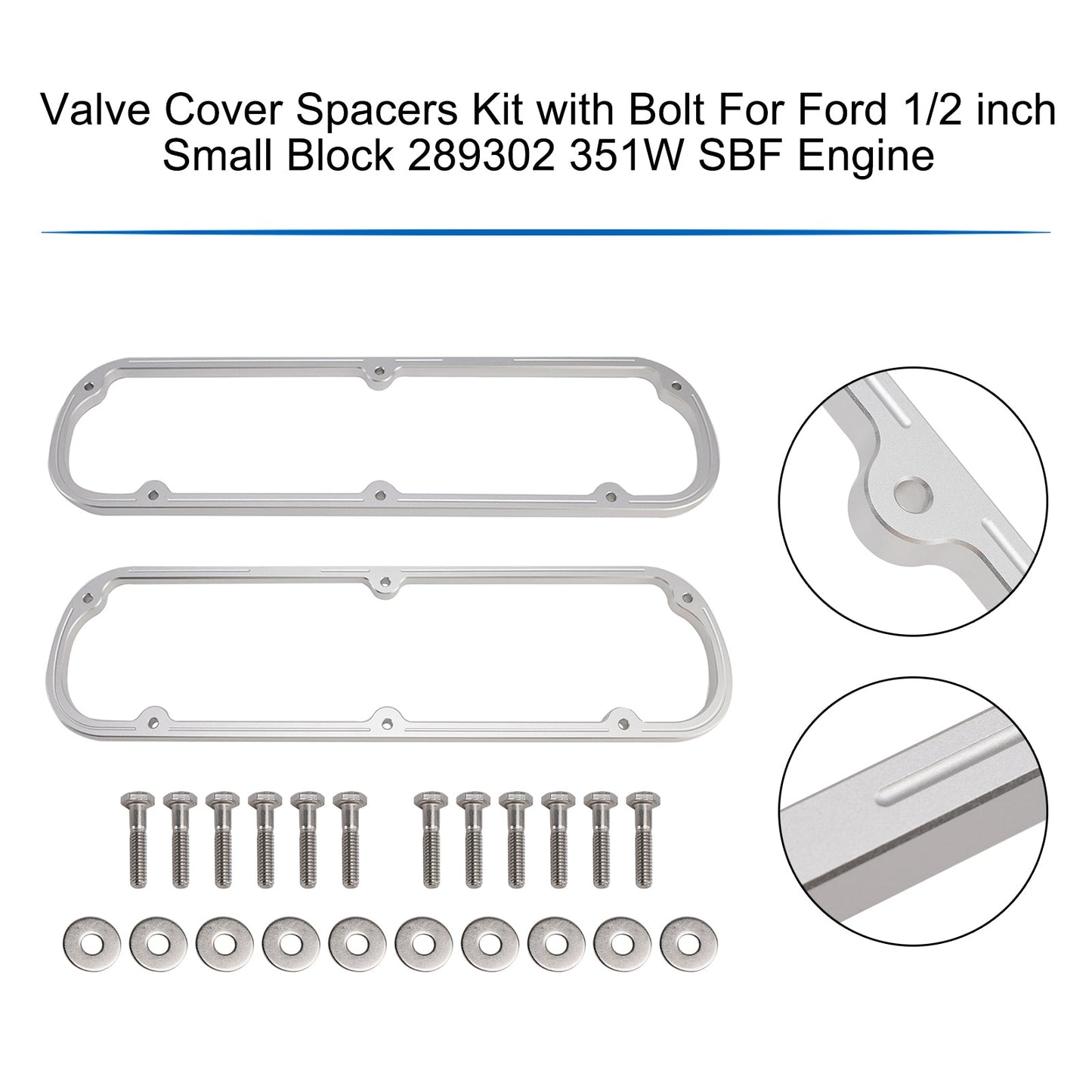 Valve Cover Spacers Kit with Bolts For Ford 1/2 inch Small Block 289 302 351W