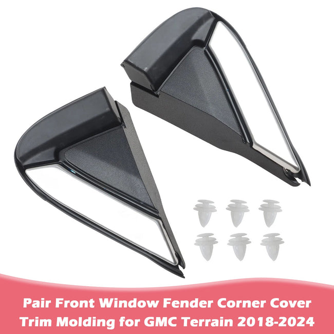 Pair Front Window Fender Corner Cover Trim Molding for GMC Terrain 2018-2024