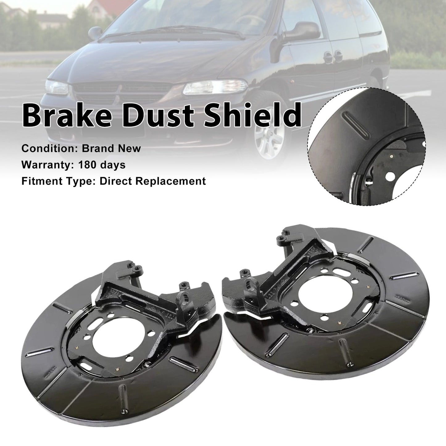 1996-2000 For DODGE GRAND CARAVAN III 2PCS Rear Disc Brake Dust Shield Set 05019880AA