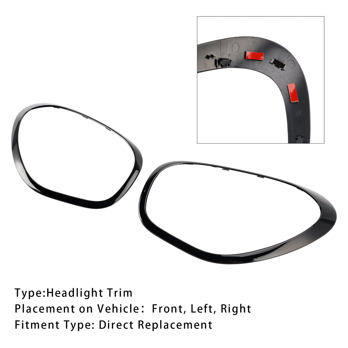 2013-2016 MINI Cooper R60 Countryman John Cooper Works ALL4 2pcs Gloss Black Headlights Ornamental Ring