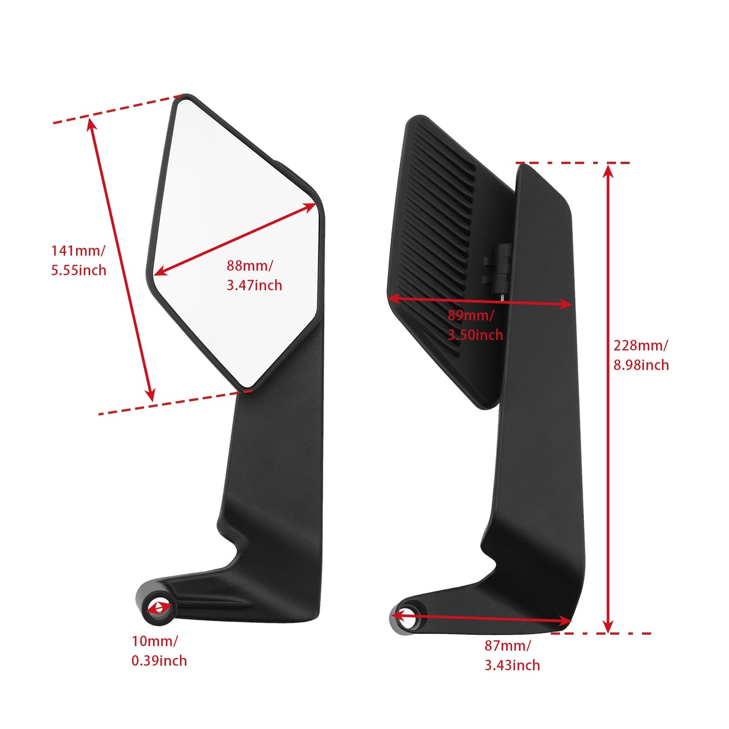 PAIR WING FIN REAR VIEW MIRROR FOR SUZUKI SV650 GSX-S 1000 GSXS1000 2023-2024