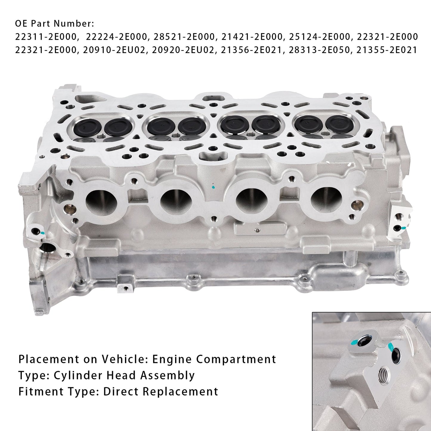 2010–2015 Hyundai Elantra (MD) G4NB Cylinder Head Assembly 22311-2E000 22321-2E000