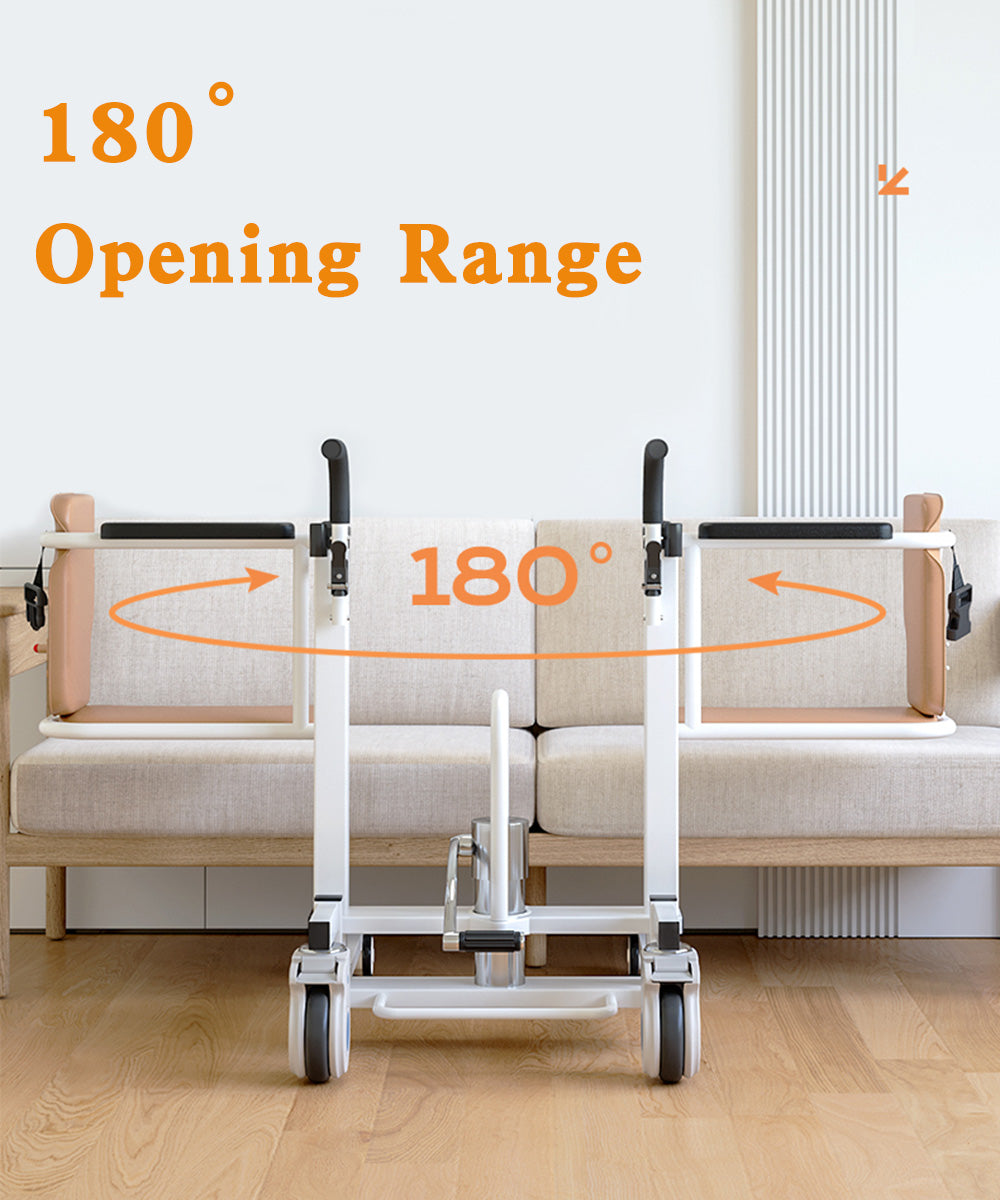 Hydraulic Patient Lift and Transfer Wheelchair w/180°Split Seat And Table