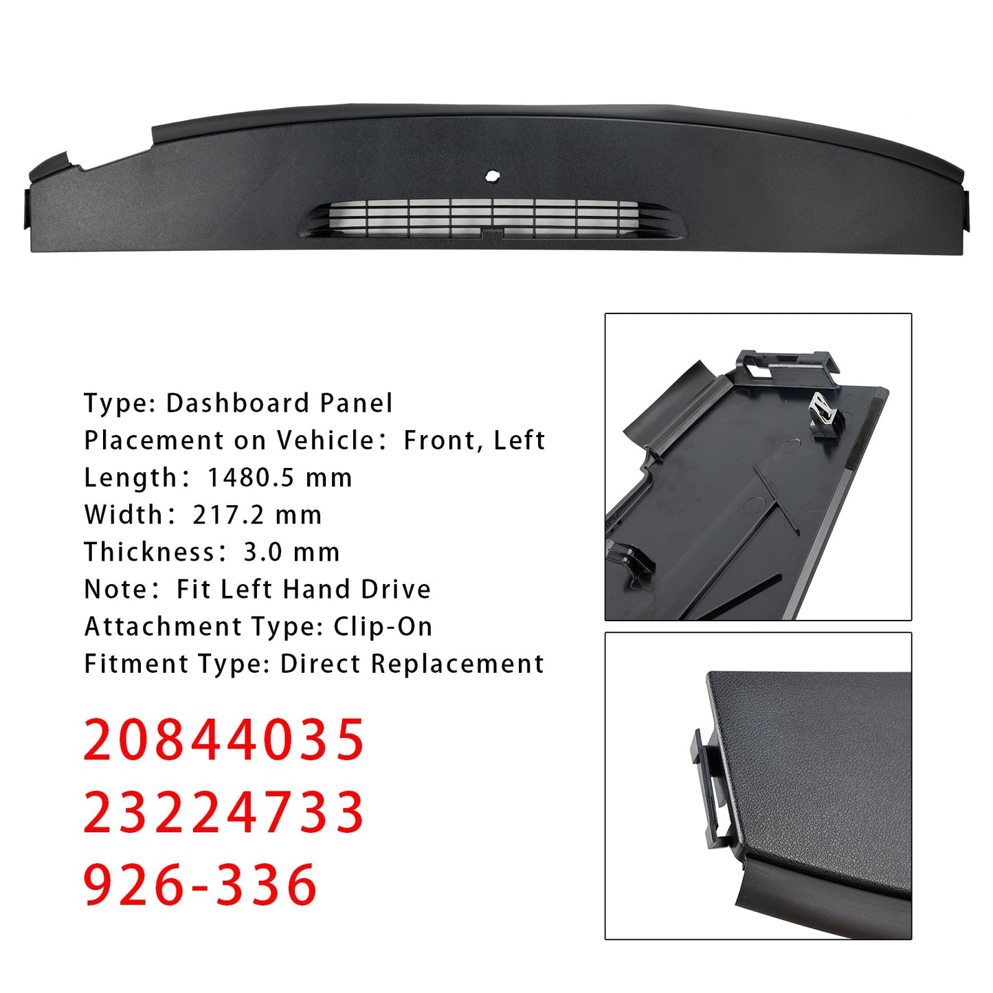 2013 Chevrolet Cheyenne 2500 (Mexico) Black 926-336 Upper Dashboard Panel 20844035