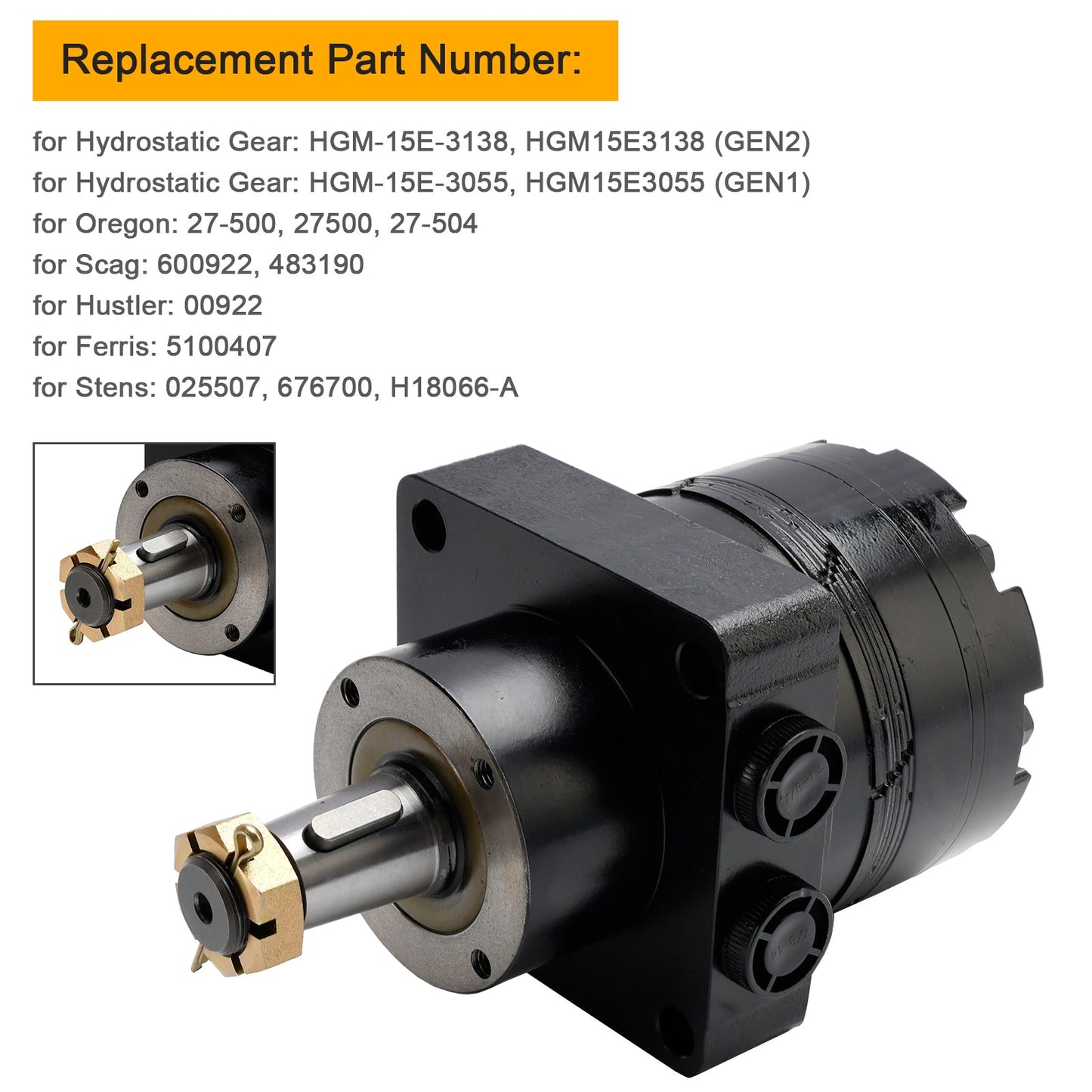 Hydraulic Wheel Motor for Scag 483190 Hydro Gear HGM-15E-3138 Ferris 5100407