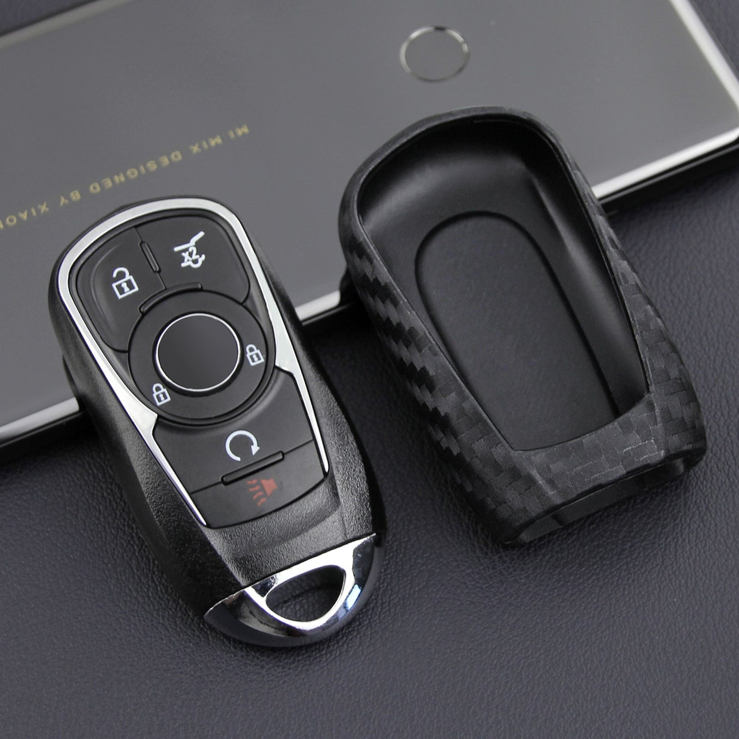 Leather Silicone Car Key Case Cover With Buckle For Buick