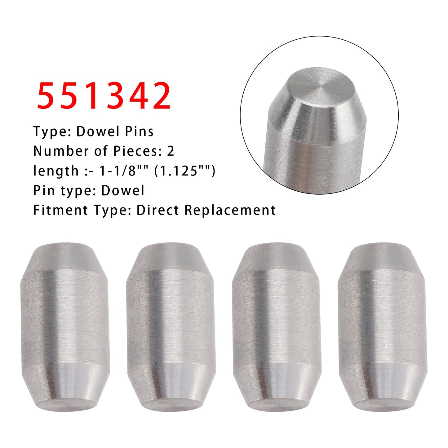 2 Pack Dowel Pins 551342 Engine to Transmission Replacement Steel Alignment Pins
