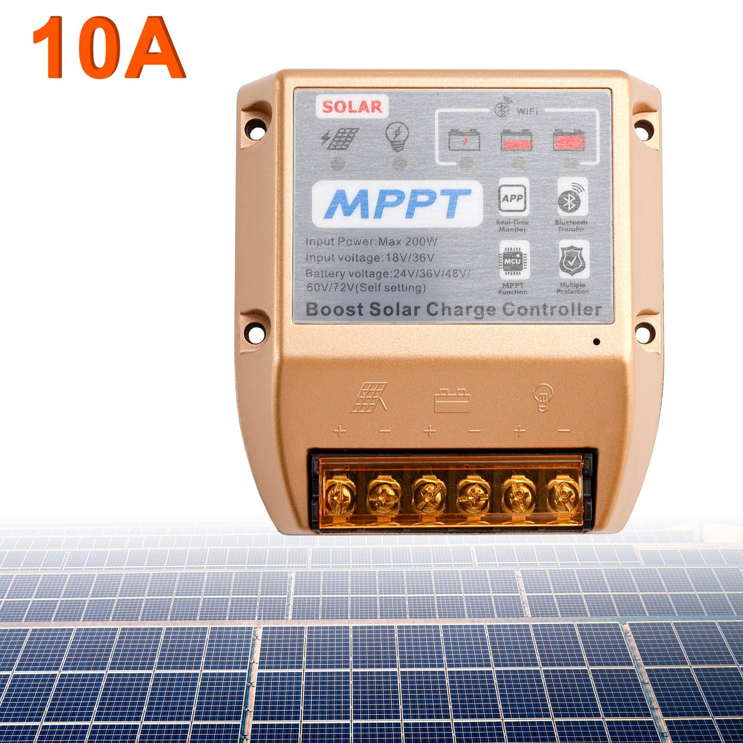 10A/20A/30A Boost MPPT Solar Controller 24V36V48V60V72V Mobile APP Smart Control