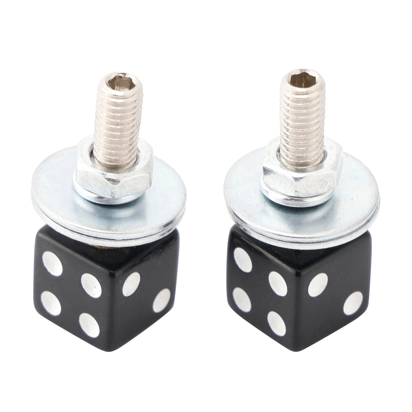 2x Custom DICE License Plate Bolt Screw Black Plastic Motorcycle Chopper Bobber