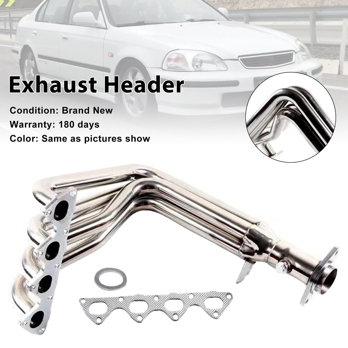 Stainless Exhaust Manifold Header Fit Honda Civic Del Sol 1.6L 4-1 1994-1997