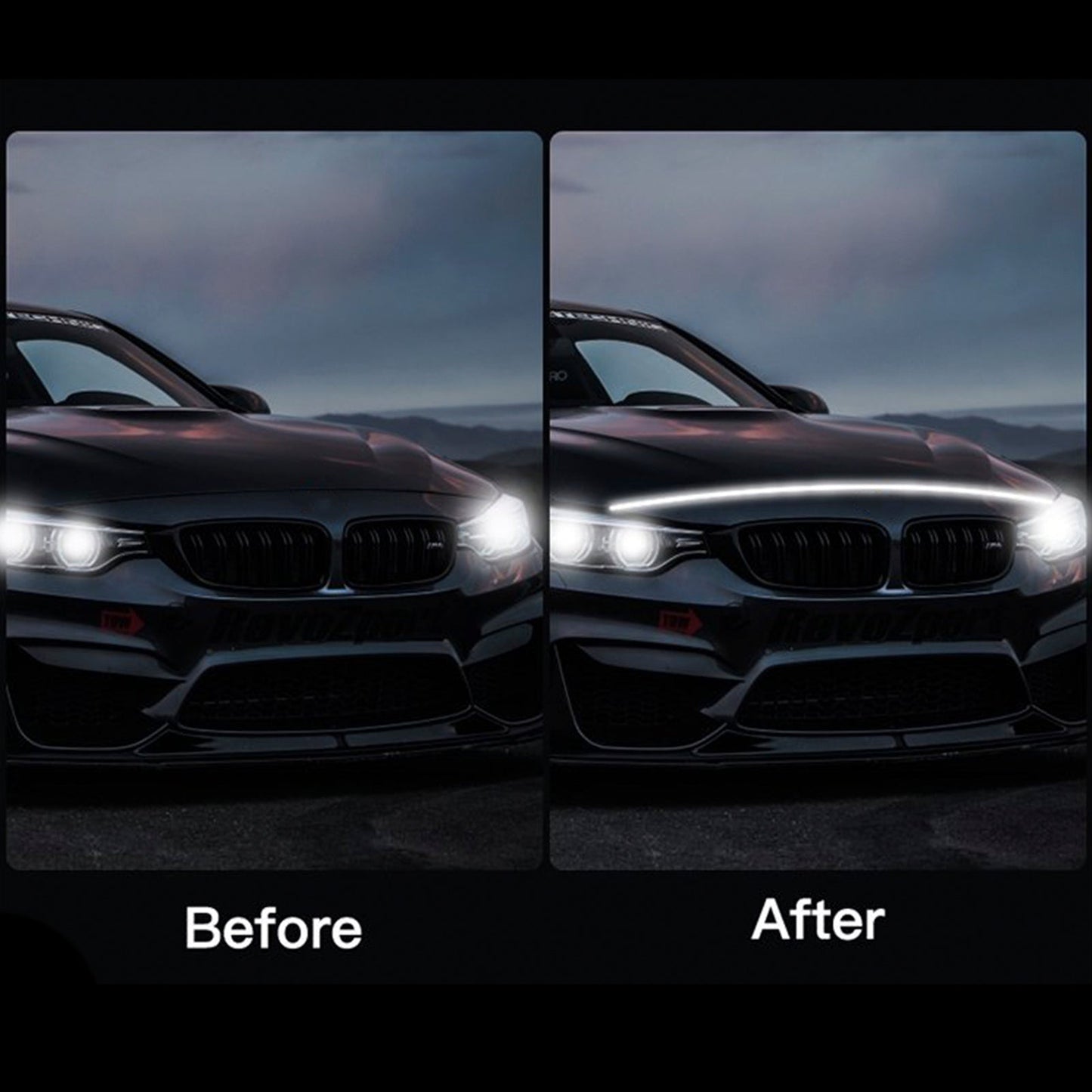 Car Hood LED Daytime Running Light Strip Flexible Dynamic Scan Start Up