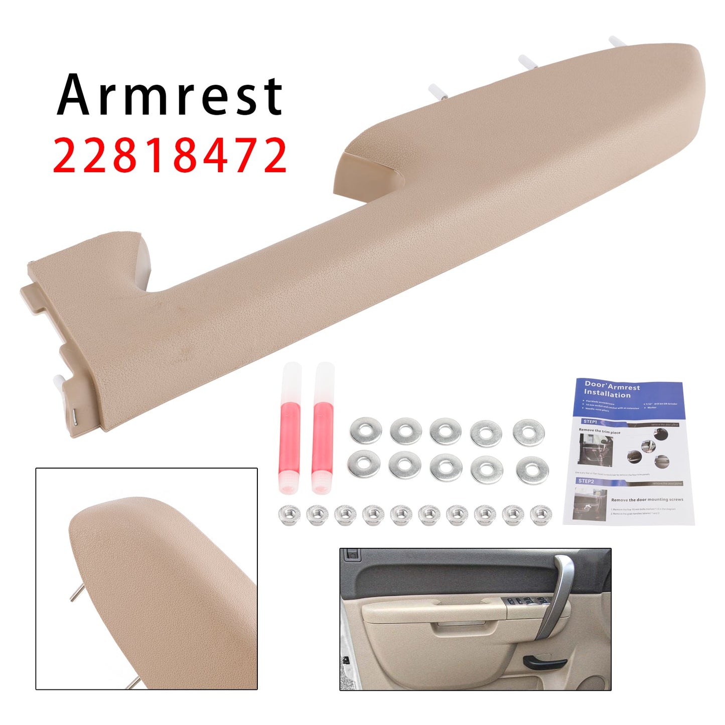 Front Right Armrest Repair Kit Fit For Chevy Silverado 1500 2500HD 2010-2014 Tan