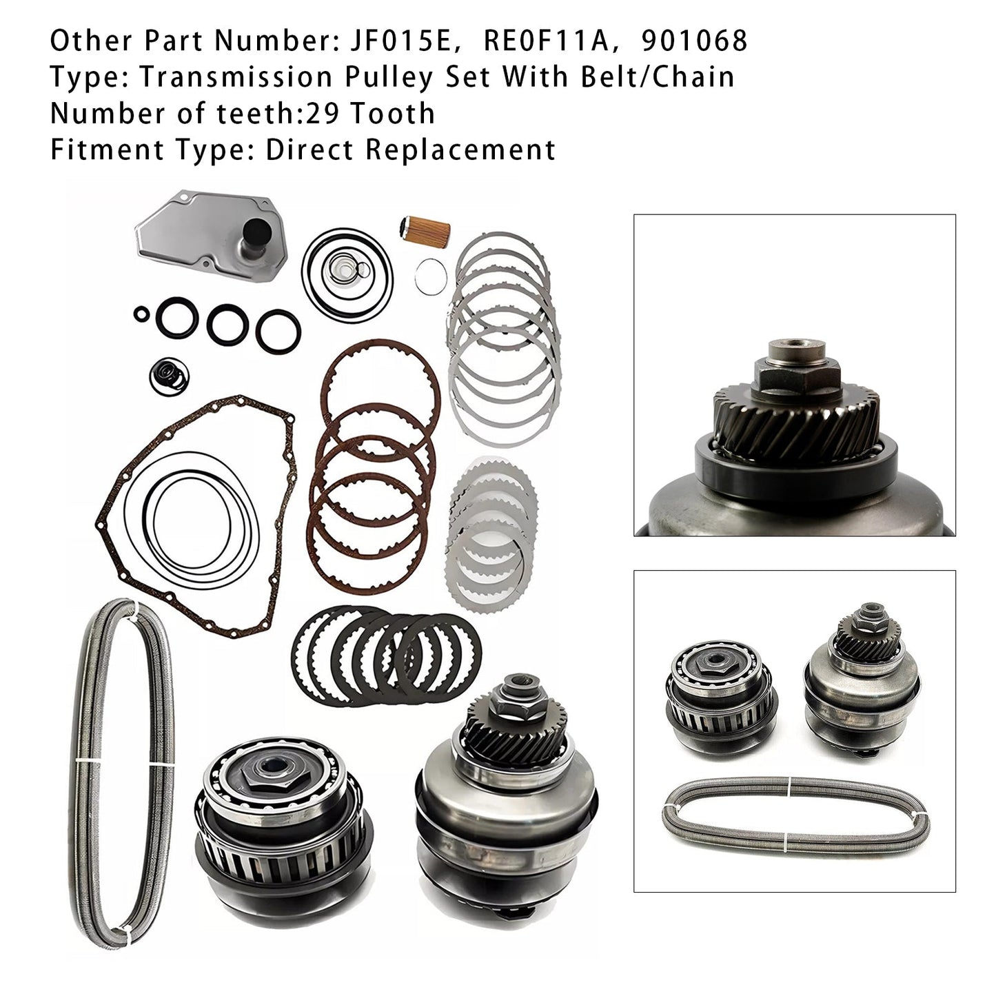 2013-2015 MITSUBISHI RVR L4 1.8L Transmission Master Rebuild Kit & Pulley W/ Belt JF015E RE0F11A 29T