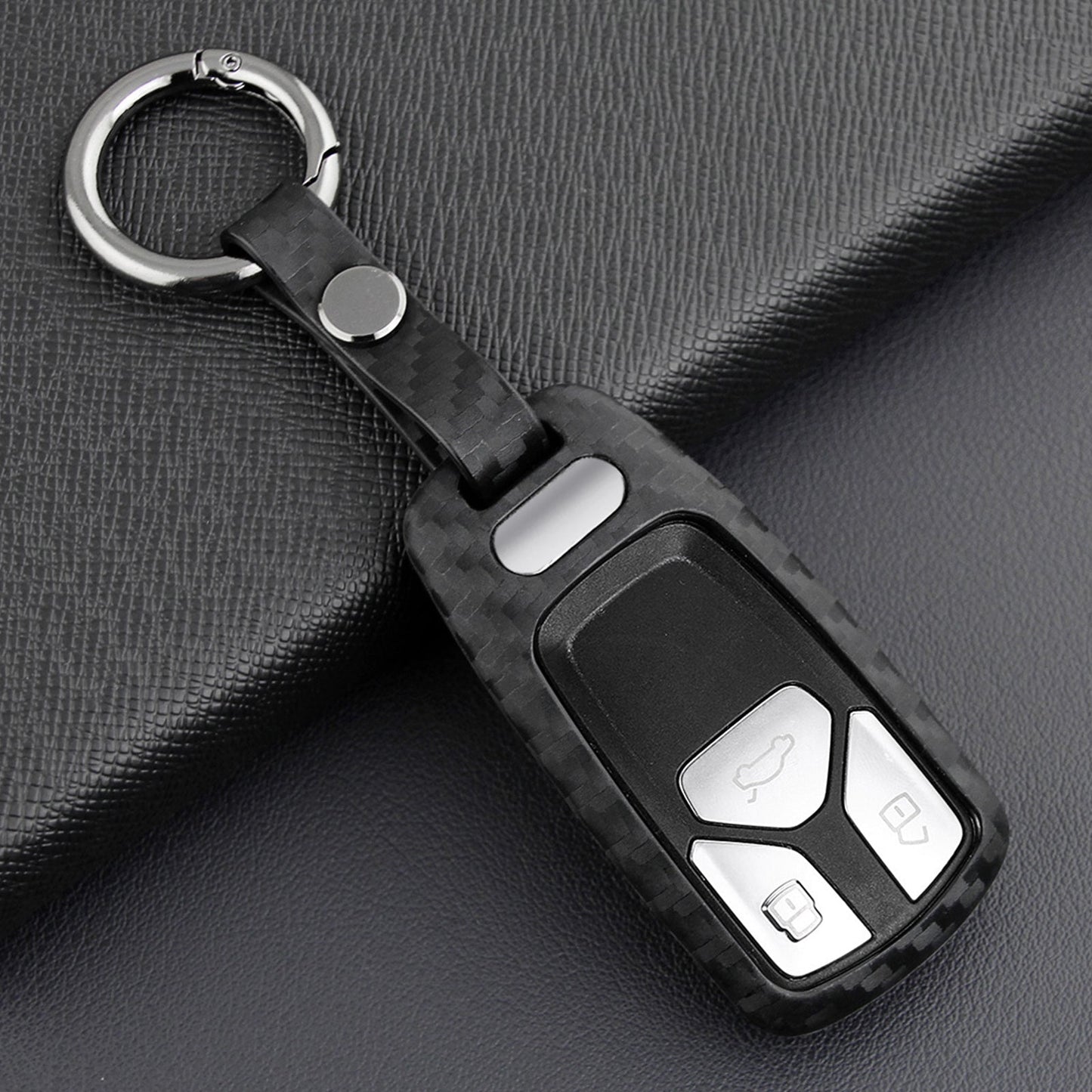 Leather Silicone Car Key Case Cover With Buckle For Audi