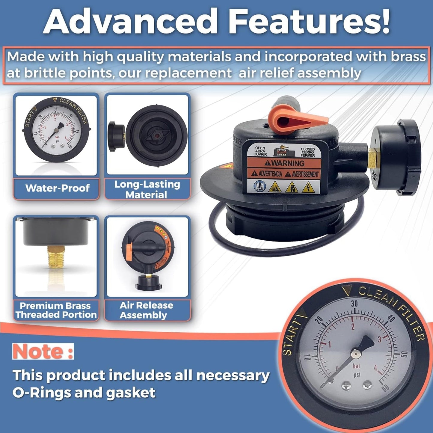 Manual Air Relief Assembly DEX2420MAR2 For Cartridge Pool Filter