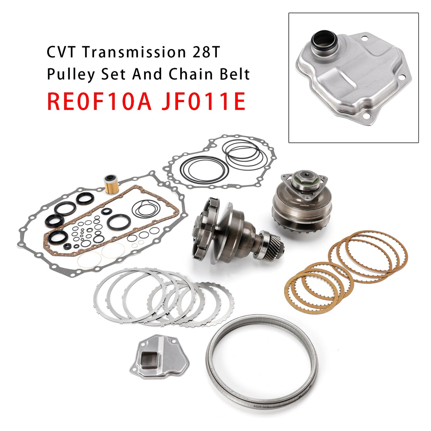 2007-2012 For Nissan Sentra L4 2.0/2.5L Transmission CVT Pulley 28T W/Belt+Chain & Rebuild Kit JF011E