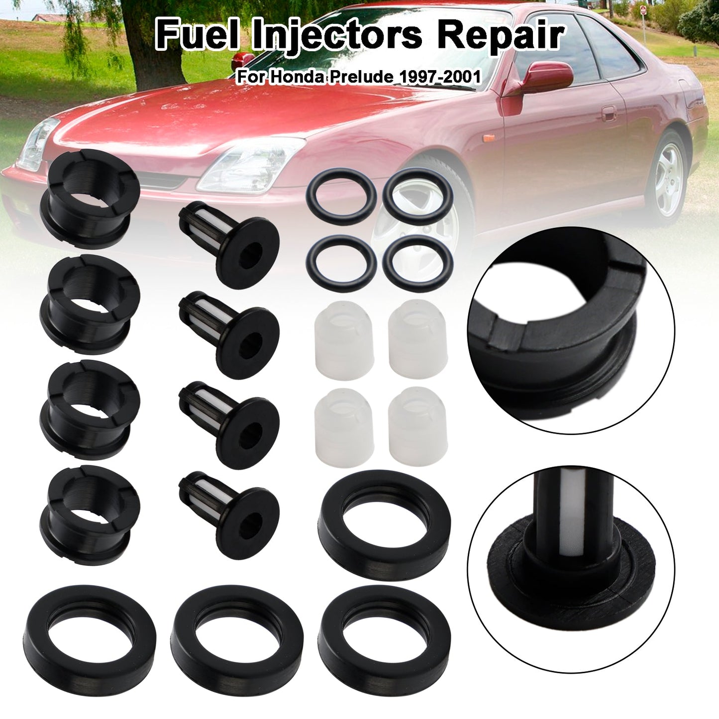 1997-2001 Honda Prelude Fuel Injector Repair Service Kit H22A4 FJ582