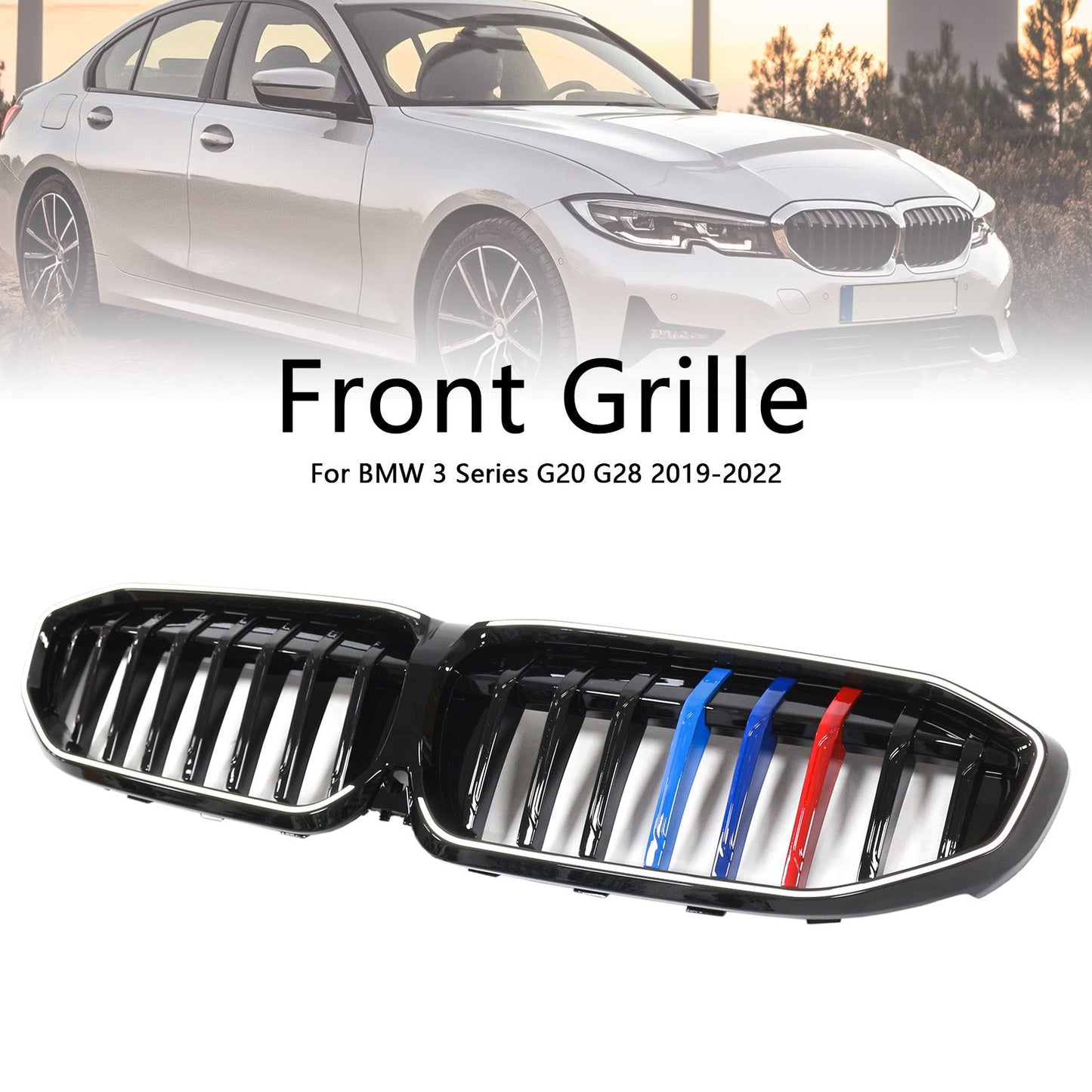 2019-2022 BMW 3 Series G20 M-Style Black Kidney Grille Grill 51138072085