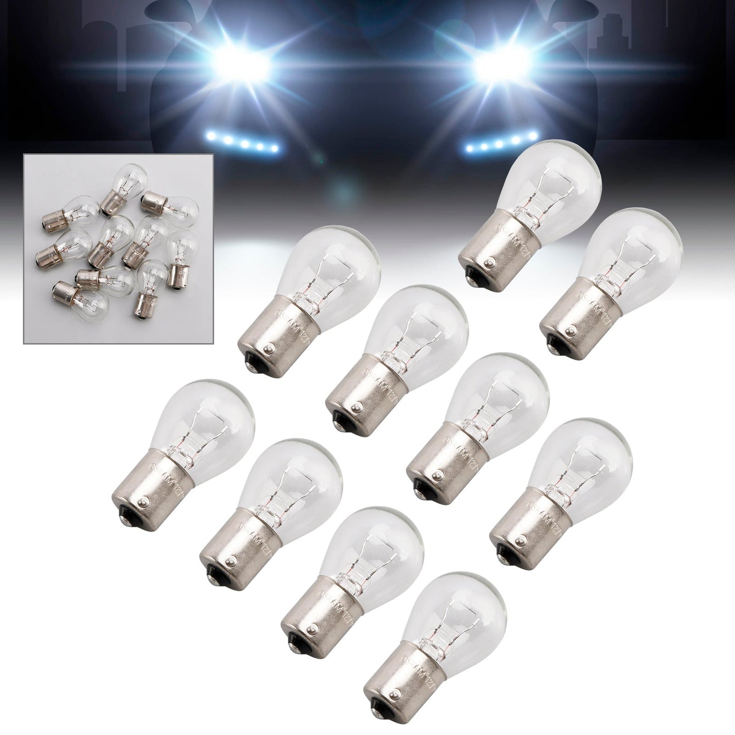 10PCS Car Light Tubular Lamp bulb P21W BA15S 7506 12V 21W For OSRAM