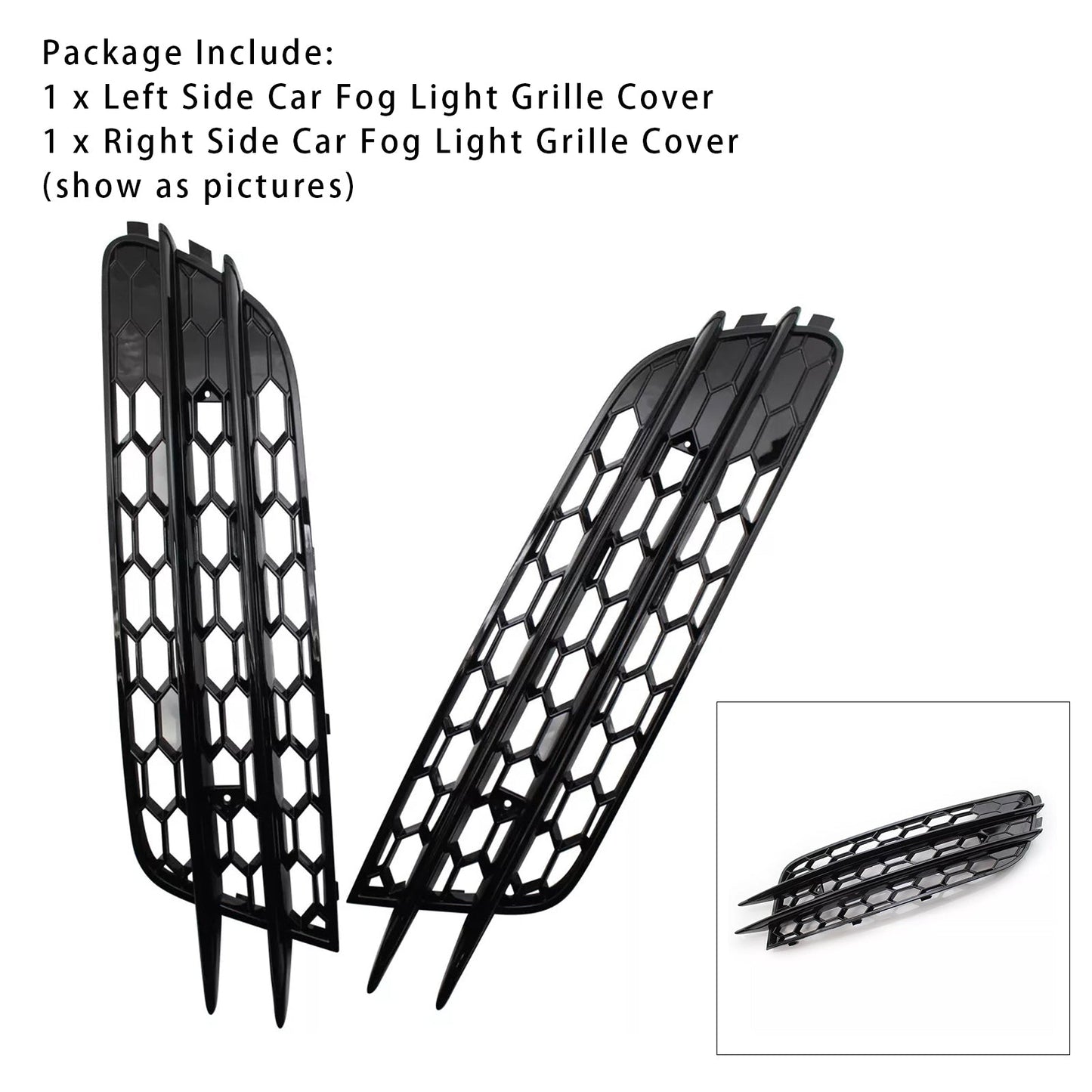 2012-2015 Audi A4 C7 Front Bumper Honeycomb Fog Grille Cover Black
