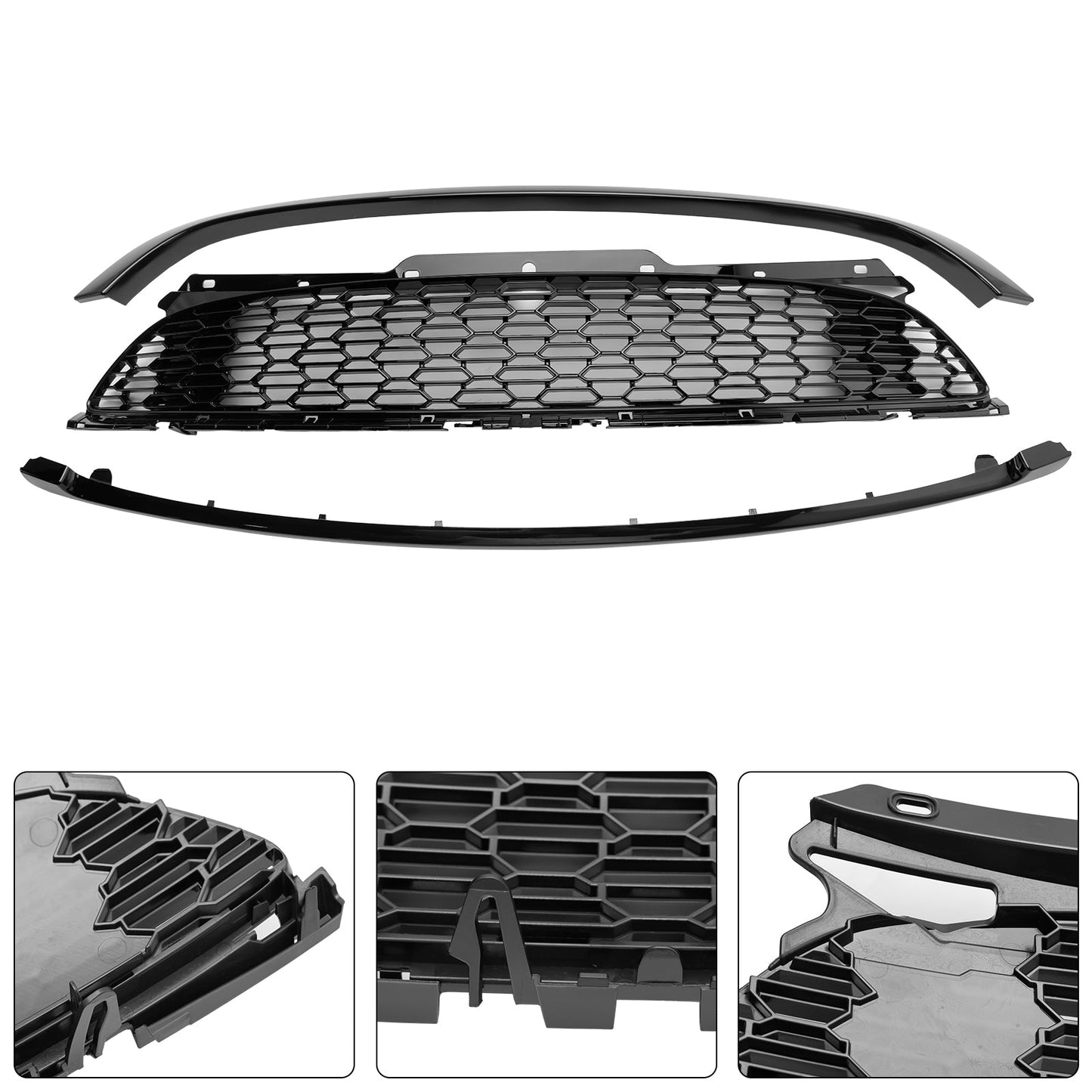 2011-2015 MINI R58 Cooper S & JCW 2-Door Coupe 3PCS Gloss Black Front Grill Grille