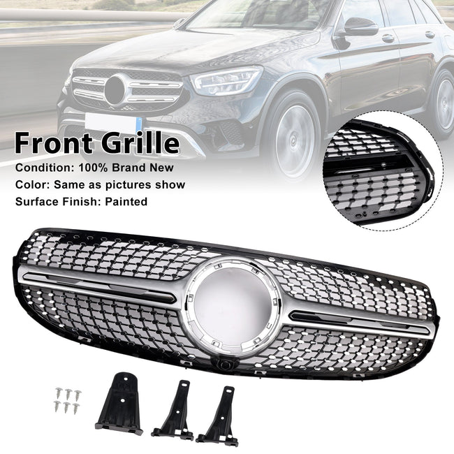 2020-2022 Mercedes-Benz X253 GLC250 GLC300 Diamond Front Bumper Grille