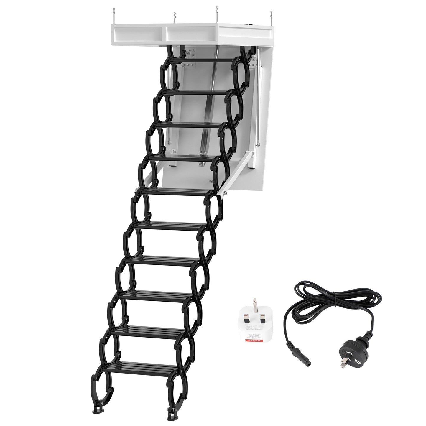 9.5Ft Loft Electirc Attic Ladder Aluminum Folding 70*100 cm With Remote UK