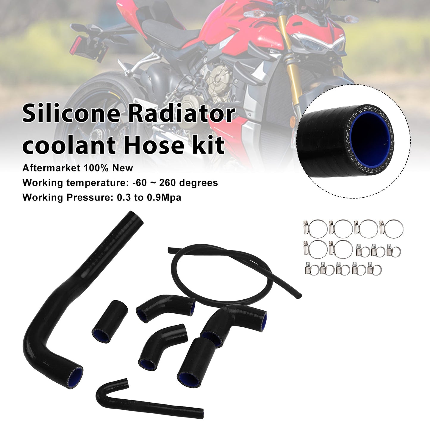 2020-2025 Ducati Streetfighter V4 V4S Silicone Radiator coolant Hose