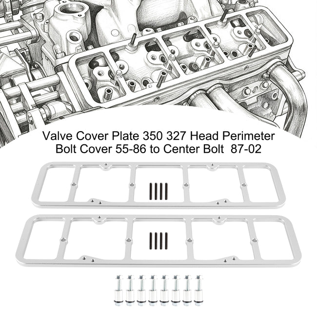 Valve Cover Plate 350 327 Head Perimeter Bolt Cover 55-86 to Center Bolt 87-02