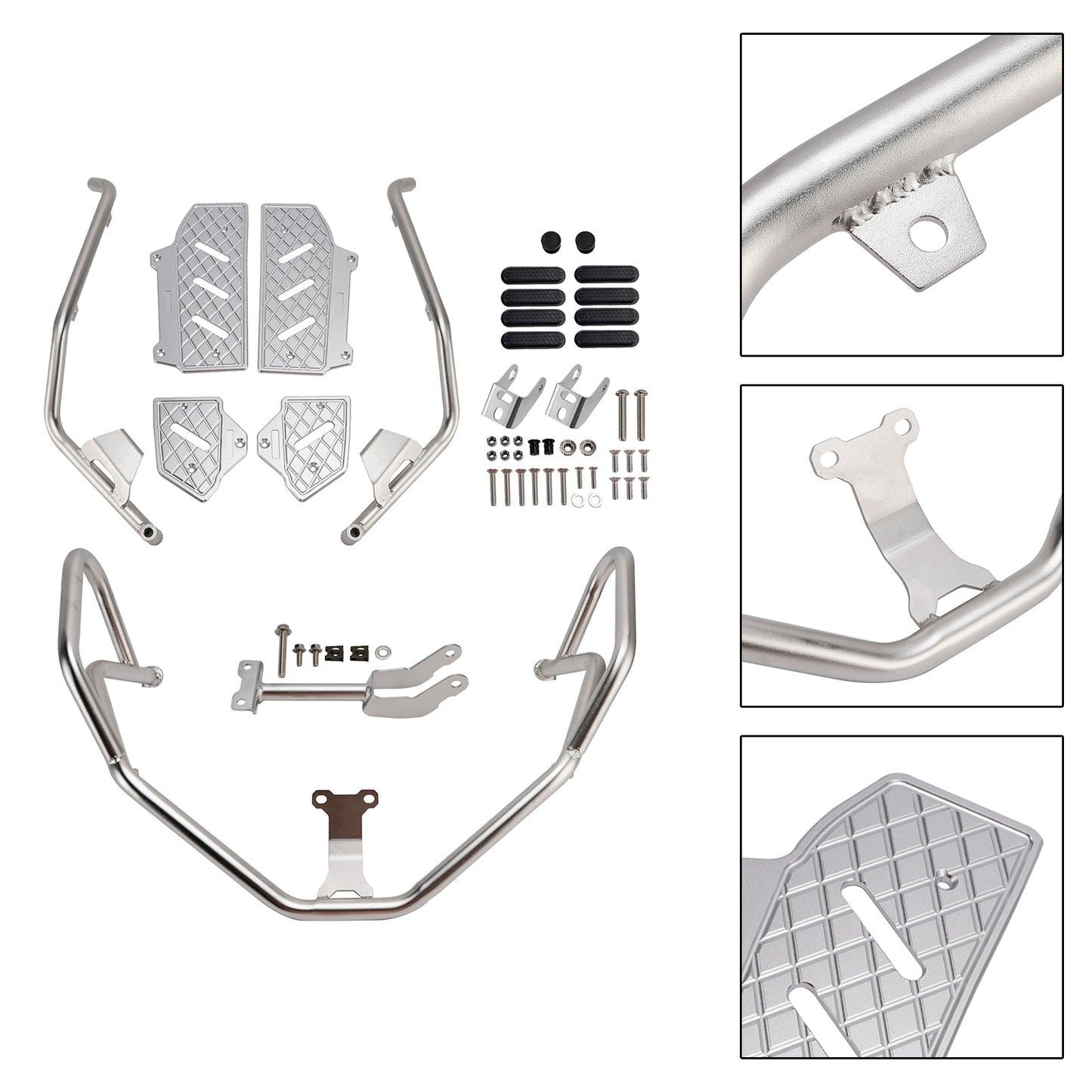 2022-2025 Honda Adv350 Upper Lower Kit Engine Guard Frame Crash Bar Silver