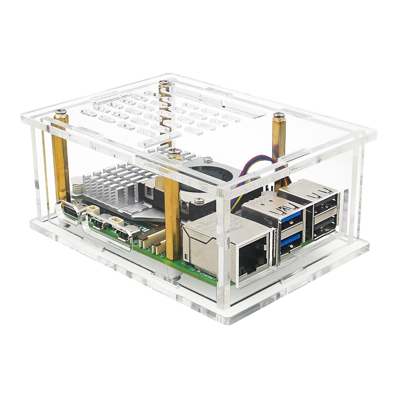 Raspberry Pi5 PCI-E Adapter Case PCIe to M.2 Adapter Board Acrylic Box Radiator