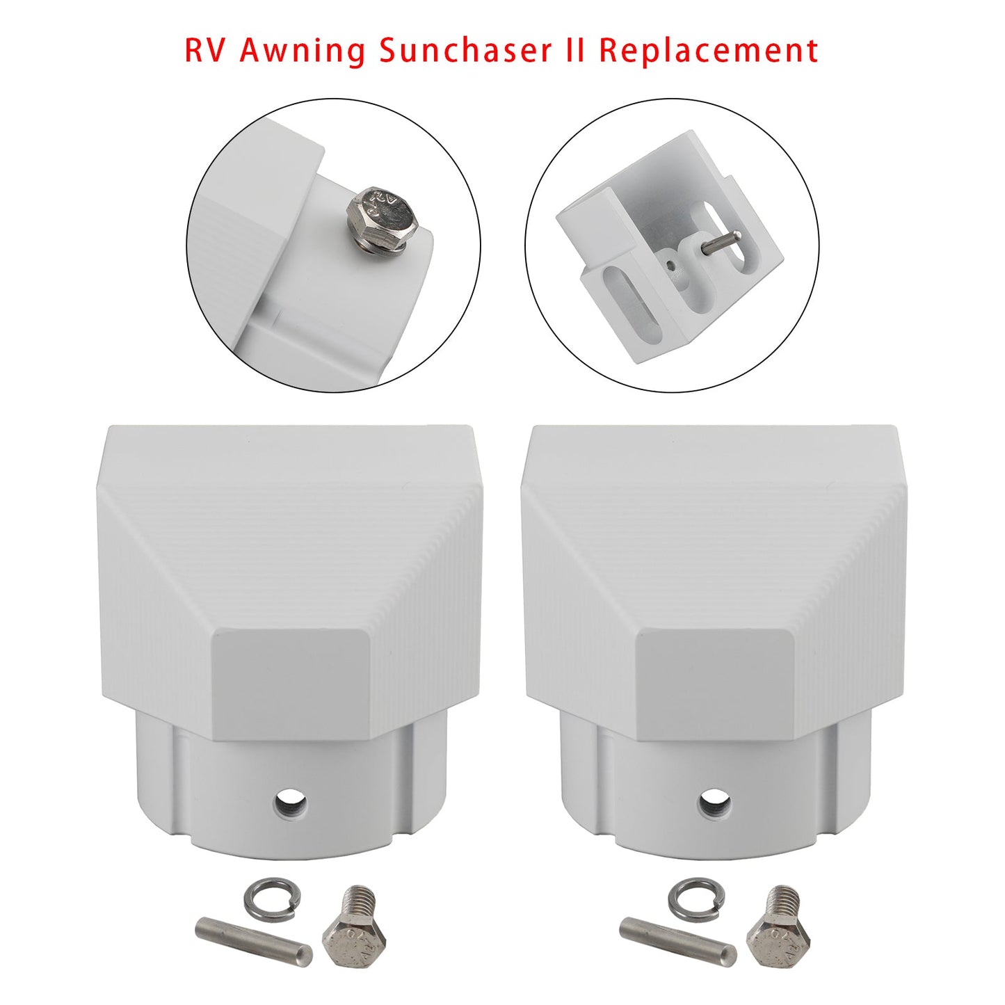 2PCS Alminum Replacement Part End Plug Solid For Dometic SUNCHASER II Awning