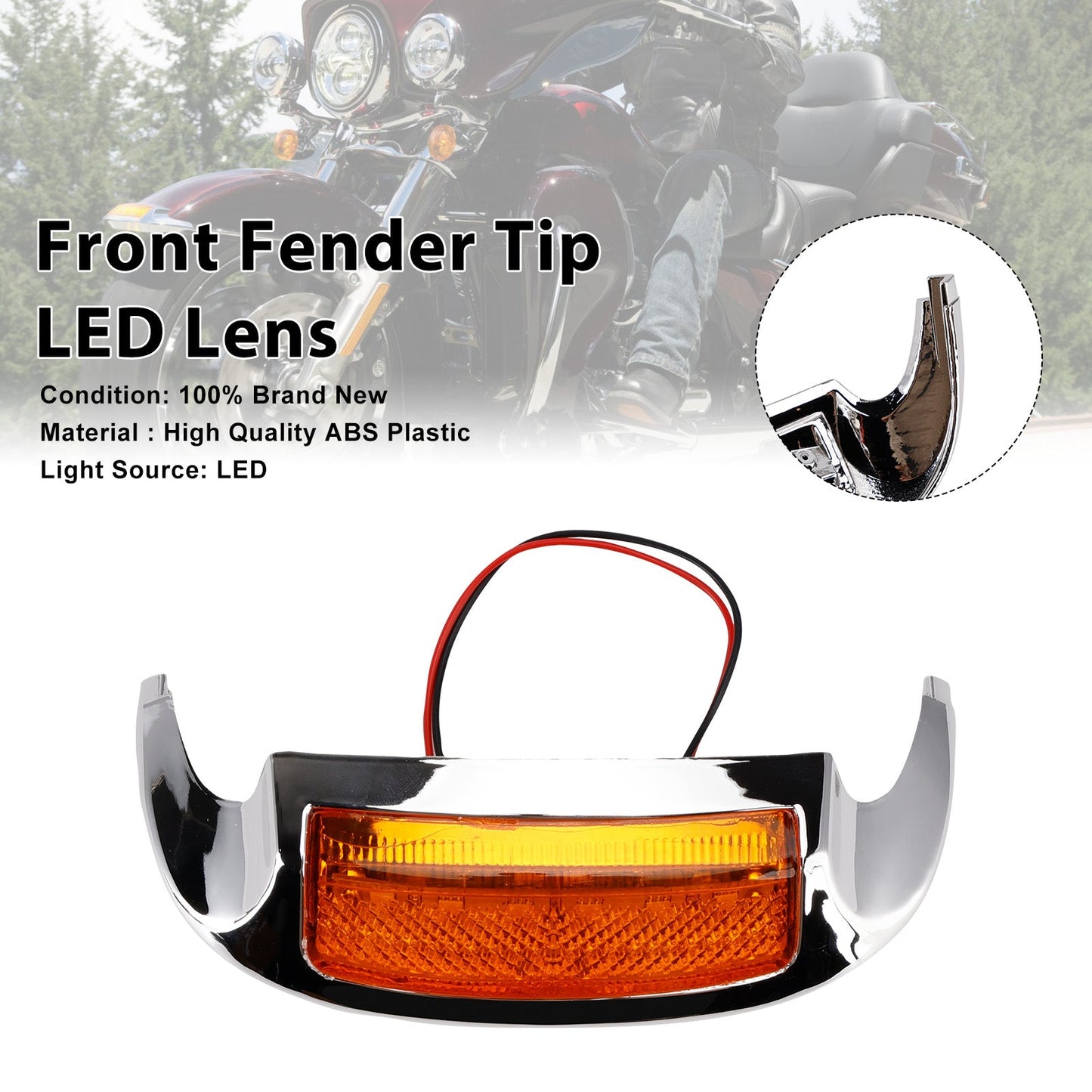 Front Fender Tip LED Lens Fit For Electra Glide Ultra Limited Low 2014-2023