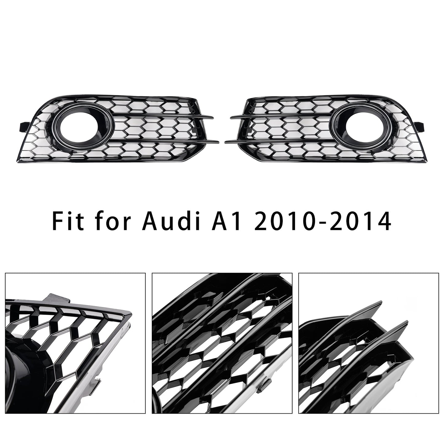 2010-2014 Audi A1 Front Bumper Honeycomb Fog Grille Cover Black