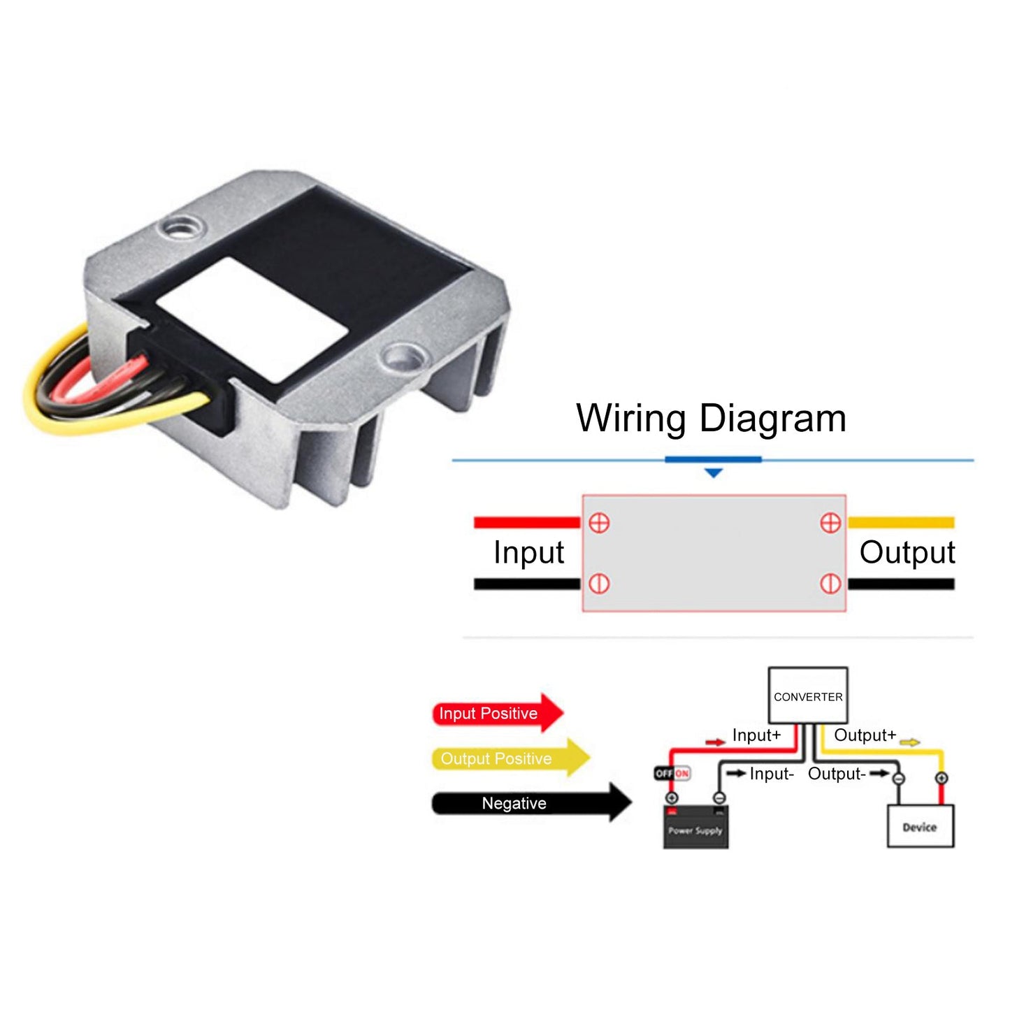 Waterproof DC 11-90V to 5V 3A 15W Step-Down Power Supply Converter Regulator
