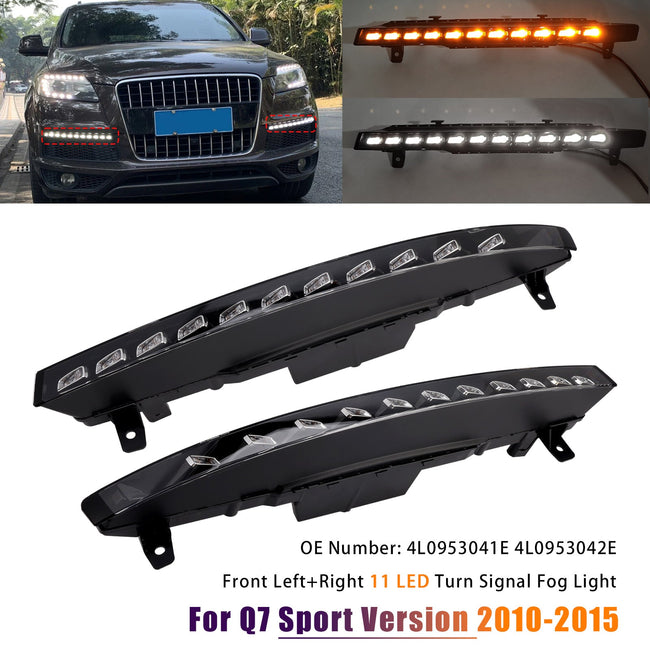 2010-2015 Audi Sport Version Q7 Pair Front Bumper 11 LED Turn Signal Fog Light